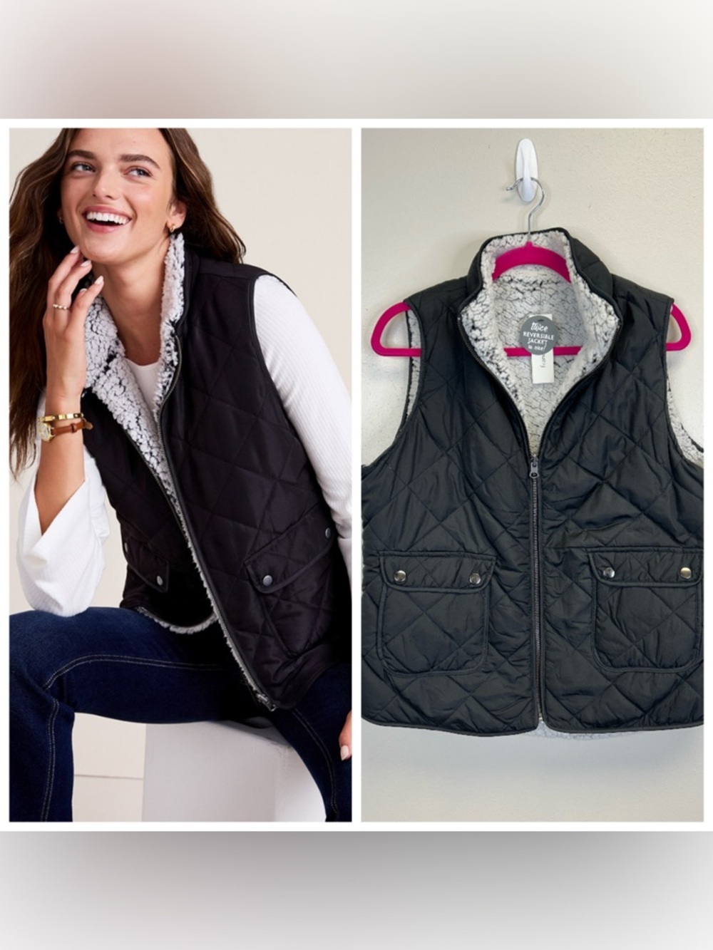 Gorpcore‎ Outdoor Quilted Vest Sherpa Size L Granola Girl Camping Hiking Warm